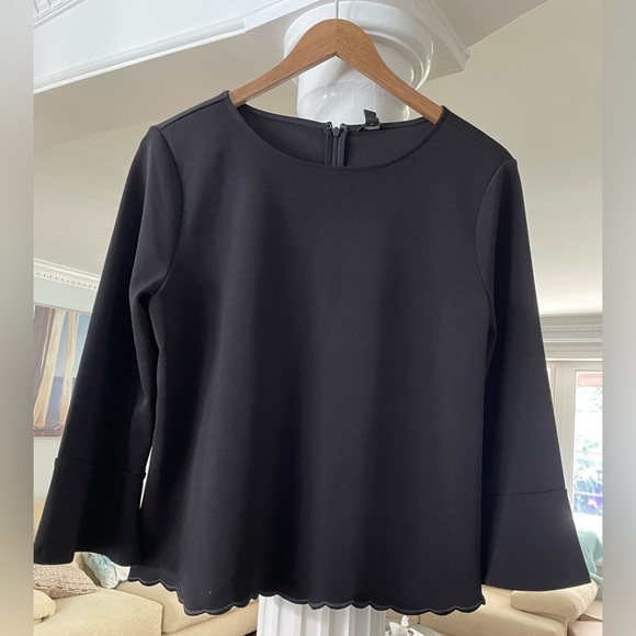 Ann  Taylor women’s black long bell sleeve  size LP pullover blouse black - Picture 1 of 6
